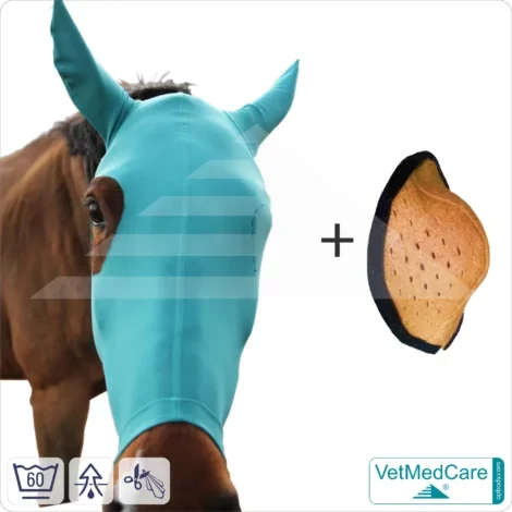 SPAR-SET: Pferde Kopfmaske mit anpassbarem Augenabstandshalter ohne Augenausschnitt | VetMedCare®