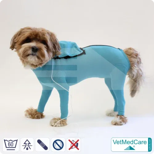 Hund System Body mit Beinen + Reißverschluss + Zusatzfunktion Tasche | Hund Body - Ganzkörperbody mit 4 Beinen | VetMedCare®